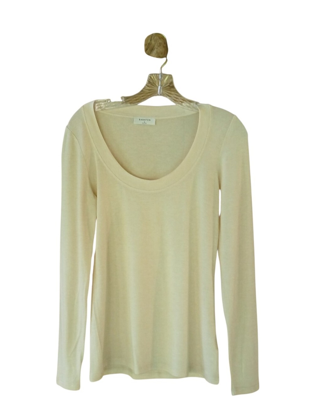 Babaton Cream Scoop Neck Viscose Blend Sweater Medium